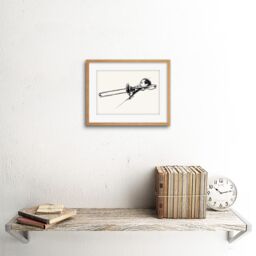 "Artery8 Wall Art Print Musician Trombone Player Art Framed 9x7 inch in Beige - Size: W7"" x H9""" - thumbnail 2