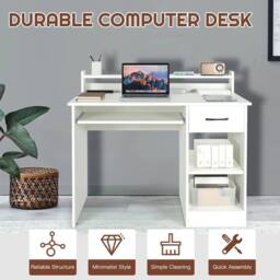 NESTLUNE White Home Office Executive Workstation Desk - Size: 100 cm x 100 cm - thumbnail 5