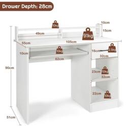 NESTLUNE White Home Office Executive Workstation Desk - Size: 100 cm x 100 cm - thumbnail 2