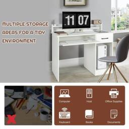 NESTLUNE White Home Office Executive Workstation Desk - Size: 100 cm x 100 cm - thumbnail 4
