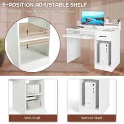 NESTLUNE White Home Office Executive Workstation Desk - Size: 100 cm x 100 cm - thumbnail 6