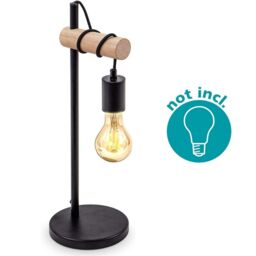 COMELY Retro Table Lamp, Black, E27 Socket, 10W Max, Rotary Switch in Black - thumbnail 5