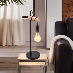 COMELY Retro Table Lamp, Black, E27 Socket, 10W Max, Rotary Switch in Black - thumbnail 2