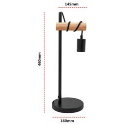 COMELY Retro Table Lamp, Black, E27 Socket, 10W Max, Rotary Switch in Black - thumbnail 6
