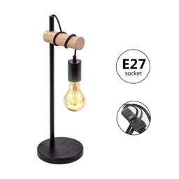 COMELY Retro Table Lamp, Black, E27 Socket, 10W Max, Rotary Switch in Black - thumbnail 3