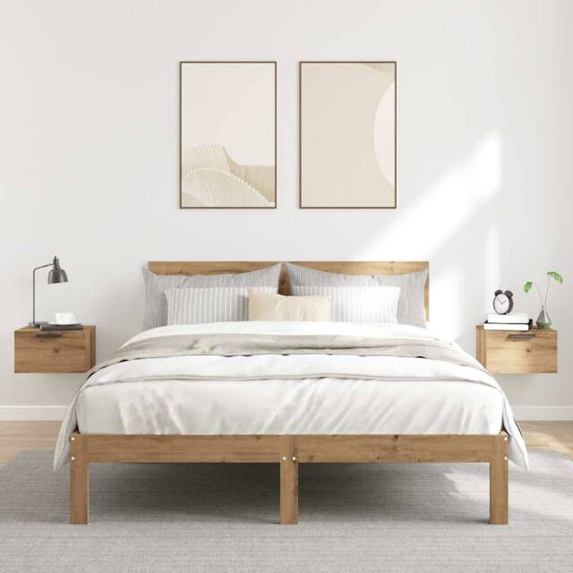 Berkfield Home Durable Wall-mounted Bedside Cabinets 2 pcs Artisan Oak 34x30x20 cm in Brown - Size: 34 x 30 x 20 cm - image 1