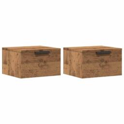 Berkfield Home Durable Wall-mounted Bedside Cabinets 2 pcs Artisan Oak 34x30x20 cm in Brown - Size: 34 x 30 x 20 cm - thumbnail 3