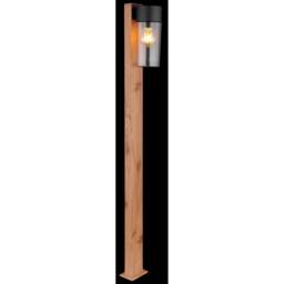 Netlighting Etsi Outdoor Bollard Wood Look Dark IP44 Smoke Glass Shade 1x E27 in Brown - thumbnail 5