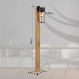 Netlighting Etsi Outdoor Bollard Wood Look Dark IP44 Smoke Glass Shade 1x E27 in Brown - thumbnail 6
