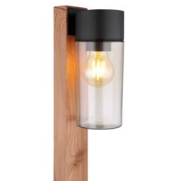 Netlighting Etsi Outdoor Bollard Wood Look Dark IP44 Smoke Glass Shade 1x E27 in Brown - thumbnail 3
