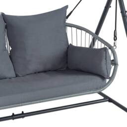 Wyld and Coco 2-Seater Patio Swing - Grey Steel Frame Water-Repellent Canopy - thumbnail 7