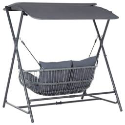 Wyld and Coco 2-Seater Patio Swing - Grey Steel Frame Water-Repellent Canopy - thumbnail 6