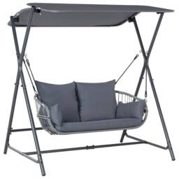 Wyld and Coco 2-Seater Patio Swing - Grey Steel Frame Water-Repellent Canopy - thumbnail 2