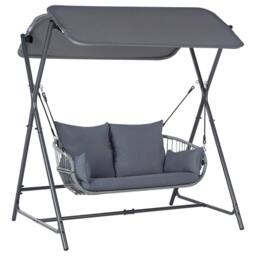 Wyld and Coco 2-Seater Patio Swing - Grey Steel Frame Water-Repellent Canopy - thumbnail 4