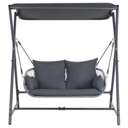 Wyld and Coco 2-Seater Patio Swing - Grey Steel Frame Water-Repellent Canopy - thumbnail 5