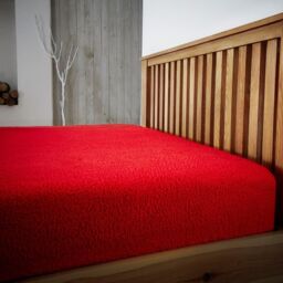 Smart Living Luxury Teddy Bear Fleece Fitted Sheet in Red - Size: King Fitted