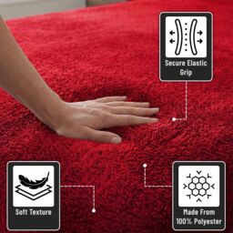 Smart Living Luxury Teddy Bear Fleece Fitted Sheet in Red - Size: King Fitted - thumbnail 3