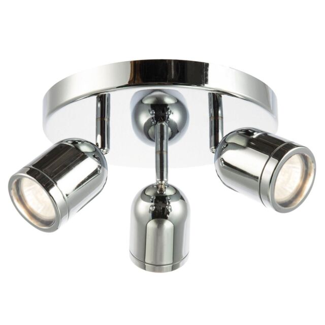 Happy Homewares Modern Triple Metal Spot IP44 Bathroom Ceiling Light with Adjustable Heads in Silver - image 1