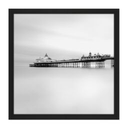 "Artery8 Wall Art Print Warby Eastbourne Pier Sussex Sea Photo Square Framed Picture 16X16 Inch in Black - Size: W16"" x H16""" - thumbnail 1