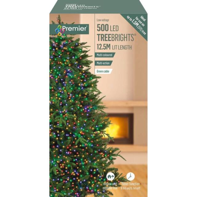 Premier Decorations TreeBrights 500 Multicoloured LED String Lights 12.5m