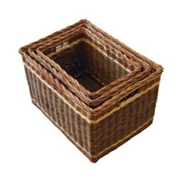 Red Hamper Wicker Set of 3 Windemere Log Baskets in Brown
