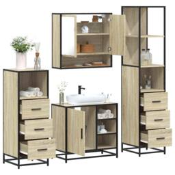 Berkfield Home Durable 4¬†Piece Bathroom Furniture Set¬†Sonoma Oak Engineered Wood - thumbnail 2