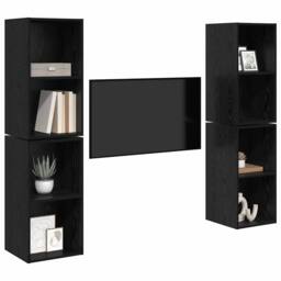 Berkfield Home Wall TV Cabinet 4 pcs Black oak 37 x 37 x 72 cm Engineered wood - thumbnail 3
