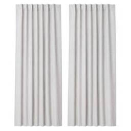 VOGREX Off-White Linen Look 100 Thermal Blackout Curtains 52x84in Pair in White