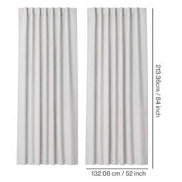 VOGREX Off-White Linen Look 100 Thermal Blackout Curtains 52x84in Pair in White - thumbnail 2