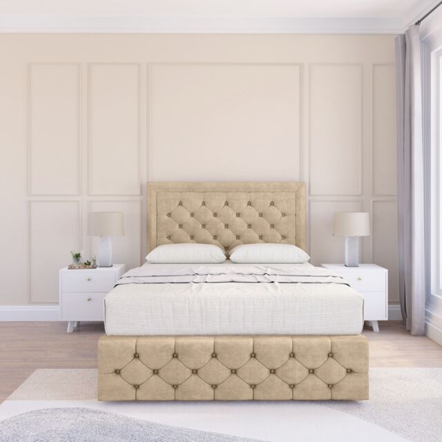 "Sloomy Vienna Coniston Bed Set, 4 Drawers, Mattress & 26"" Headboard in Cream - Size: Double" - image 1