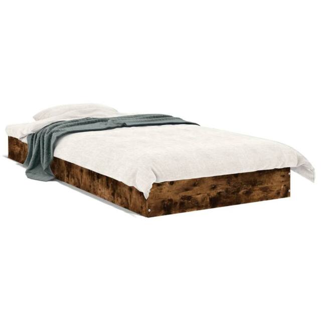 Berkfield Home Bed Frame Frame Smoked Oak 75x190 cm Small Single Wood in Brown - image 1