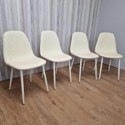 KOSY KOALA Dining Chairs Set Of 4 Cream Chairs Stitched Faux Leather Chairs, Soft Padded Seat Living Room Chairs, Kitchen Chairs - thumbnail 4