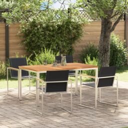 Berkfield Home 5 Piece Garden Dining Set Solid Wood Teak in Brown