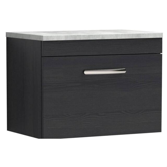 Balterley Millwich Contemporary 1 Drawer Wall Hung Vanity Unit, Black, 600mm in Black - image 1