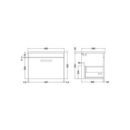 Balterley Millwich Contemporary 1 Drawer Wall Hung Vanity Unit, Black, 600mm in Black - thumbnail 2