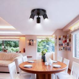 KORVIXA 3 Way Adjustable Ceiling Light Spotlight in Black
