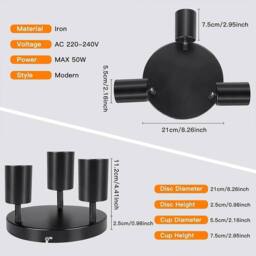 KORVIXA 3 Way Adjustable Ceiling Light Spotlight in Black - thumbnail 2