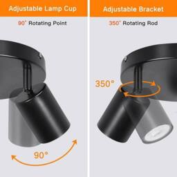 KORVIXA 3 Way Adjustable Ceiling Light Spotlight in Black - thumbnail 4