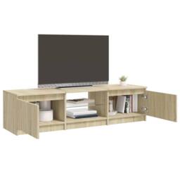 Berkfield Home TV Cabinet with LED Lights Sonoma Oak 140x40x35.5 cm in Light Tan - thumbnail 6