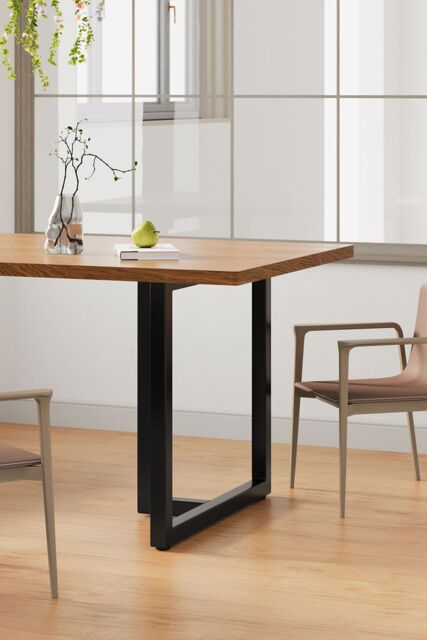 Living and Home 2Pcs Black T-shaped Anti-Slip Metal Table Legs Furniture Replacement Legs for DiningTable, Desks and Workbenches，75cm W x 71cm H - image 1