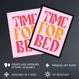 "Artery8 Time For Bed Pink & Orange Bold Modern Wall Art Print - Size: W12"" x H16""" - thumbnail 2