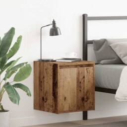 Berkfield Home Wall-Mounted Bedside Cabinet Old Wood 38x34x40 cm in Brown - Size: 38 x 34 x 40 cm - thumbnail 2