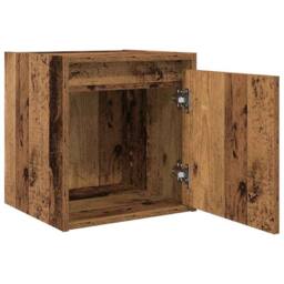Berkfield Home Wall-Mounted Bedside Cabinet Old Wood 38x34x40 cm in Brown - Size: 38 x 34 x 40 cm - thumbnail 5