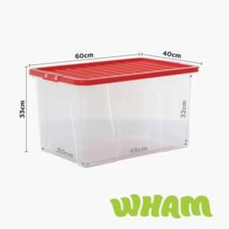 Wham Crystal 60L Clear Box & Stronger Lid PK5 in Red - thumbnail 6
