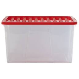 Wham Crystal 60L Clear Box & Stronger Lid PK5 in Red - thumbnail 4
