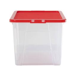 Wham Crystal 60L Clear Box & Stronger Lid PK5 in Red - thumbnail 3