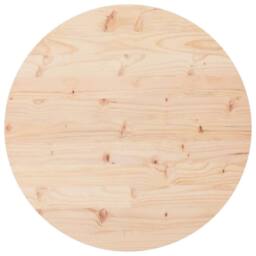 Berkfield Home Table Top Round Ã˜90x3 cm Solid Wood Pine in Brown - Size: 90x3 cm - thumbnail 2