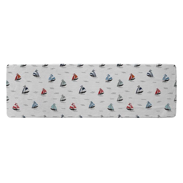 Benjamin Tate Design Red & Blue Sailboats Runner Rug in Natural - Size: 67 cm x 230 cm - image 1