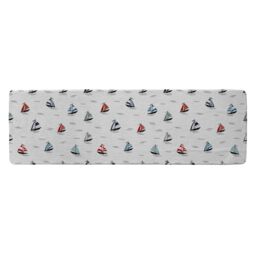 Benjamin Tate Design Red & Blue Sailboats Runner Rug in Natural - Size: 67 cm x 230 cm - thumbnail 1