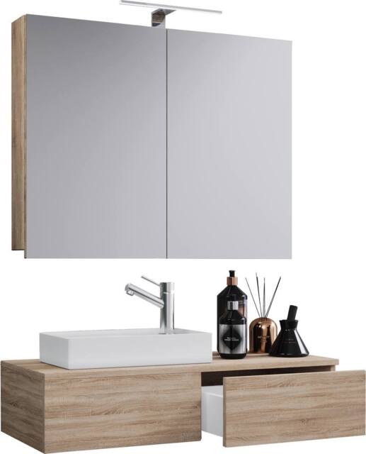 VCM 3tlg washroom washbasin Gudas cabinet in Natural - image 1